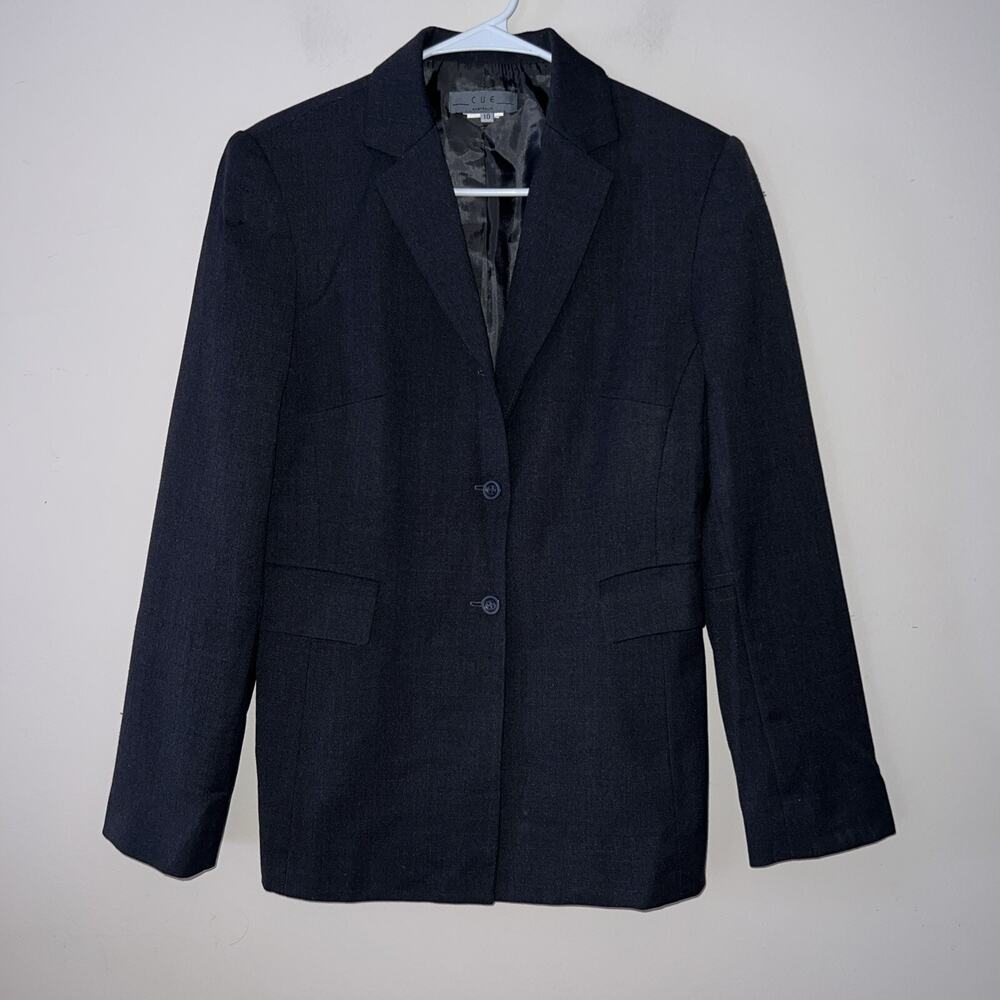 Cue Blazer Women’s Size 10 Black Long Sleeve Collared Button Jacket